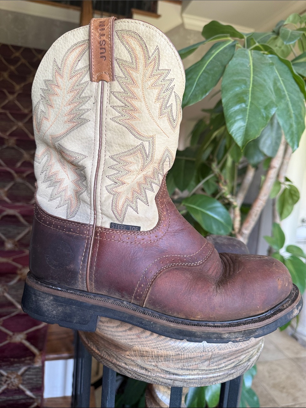 JUSTIN men’s superintendent steel toe work boot size 10 preowned very good cond - Picture 10 of 11